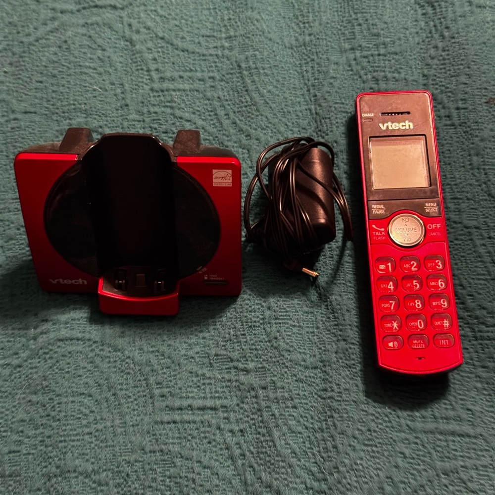 Red Cordless Phone with Base